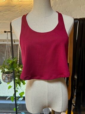 Burgundy Athletic Mesh Crop Top